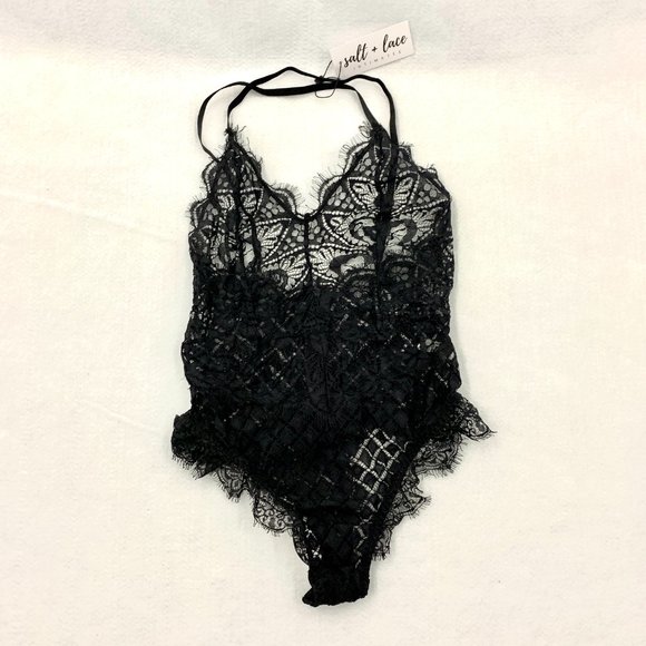 Salt and Lace Intimates Love Me In Black Lace Bodysuit Small - Picture 4 of 13